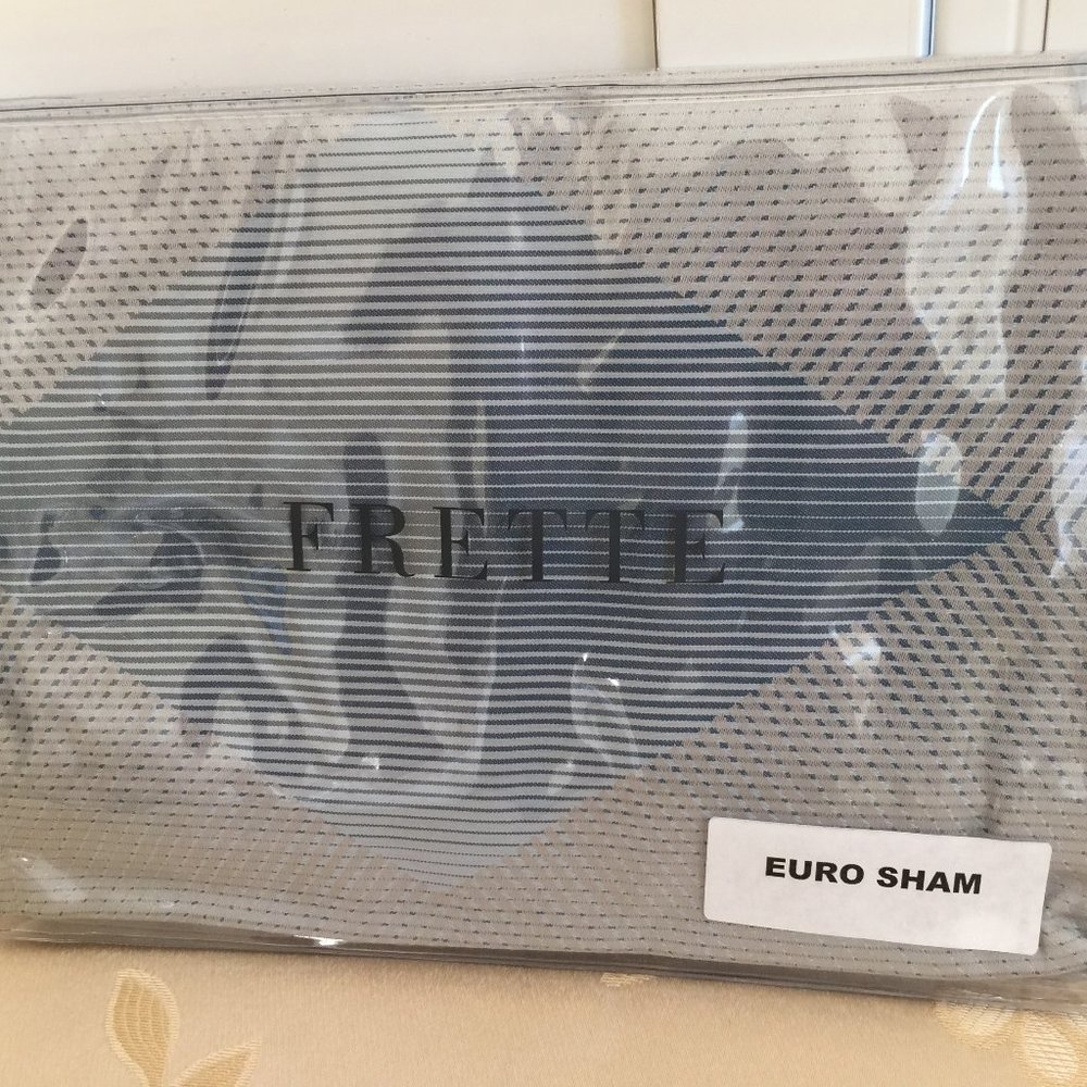 FRETTE Euro Pillow Sham Perge 1x Grey/Light Blue 26x26" 100% Cotton NEW
